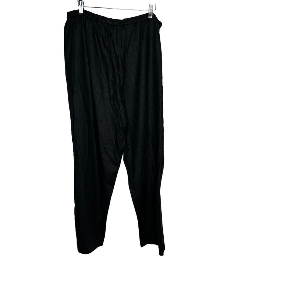 Susan Graver Women’s Linen Blend 2 Piece Set Blouse Pants 1X Black Embroidered - Picture 9 of 9